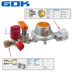 Regulador de Pressão GOK EN61 - 50mbar 1kg/h - Shell Kombi.A W21,8 x RVS 8mm
