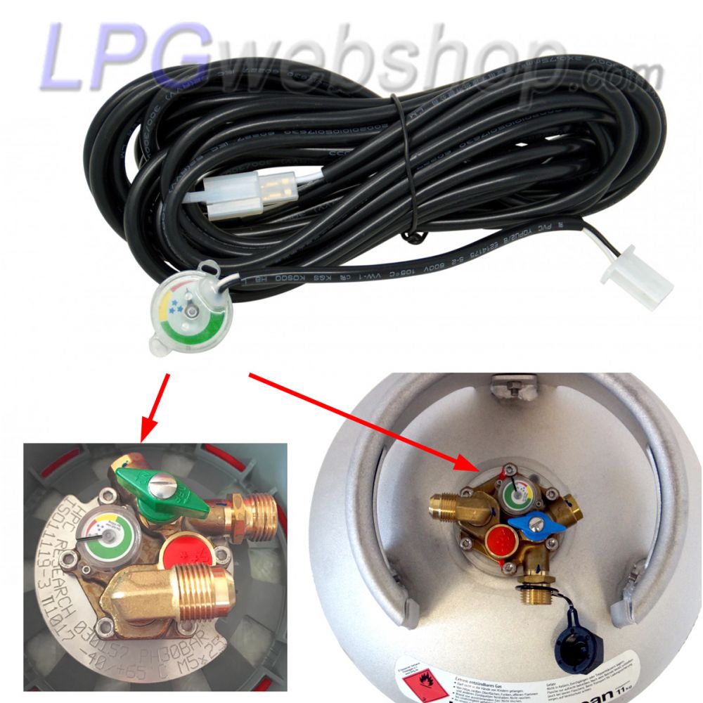 Capteur de niveau GPL 0-90 Ohm pour bouteilles de gaz Polyvanne, avec 6 mètres de câble inclus. Capteur de niveau GPL 0-90 Ohm pour bouteilles de gaz Polyvanne, avec 6 mètres de câble inclus.