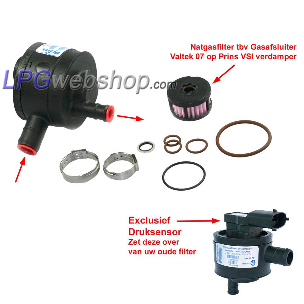 Kit de reemplazo Prins VSI Filtro de gas (GLP) Plástico 1 salida (180/80042) Kit de reemplazo Prins VSI Filtro de gas (GLP) Plástico 1 salida (180/80042)