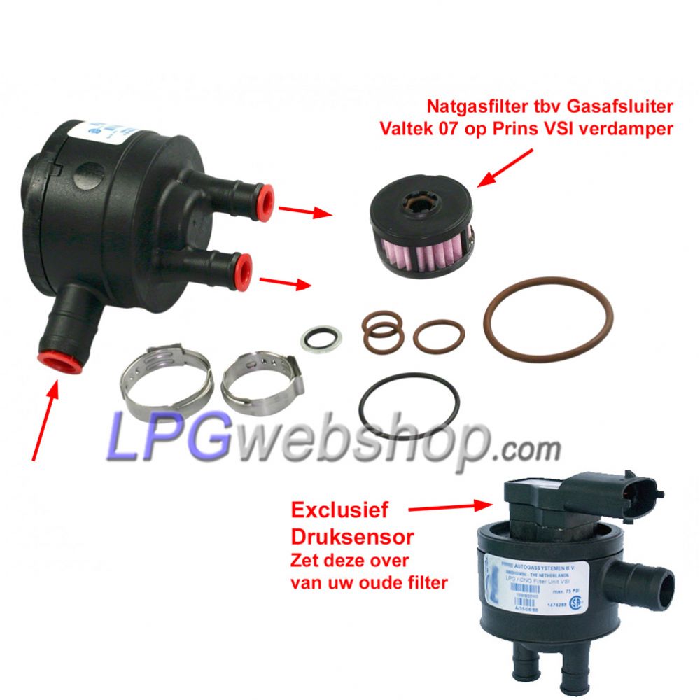 Kit de reemplazo Prins VSI Filtro de gas (GLP) Plástico 2 salidas (180/80044) Kit de reemplazo Prins VSI Filtro de gas (GLP) Plástico 2 salidas (180/80044)