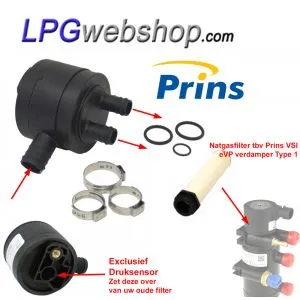 LPG Gas Filter Kit Prins VSI 2x Outlet 16x12x12mm for Prins VSI-3 with eVP Type 1 Reducer