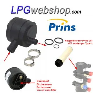 LPG Gas Filter Kit Prins VSI 1x Outlet 16x12mm for Prins VSI-3 with eVP Type 1 Reducer