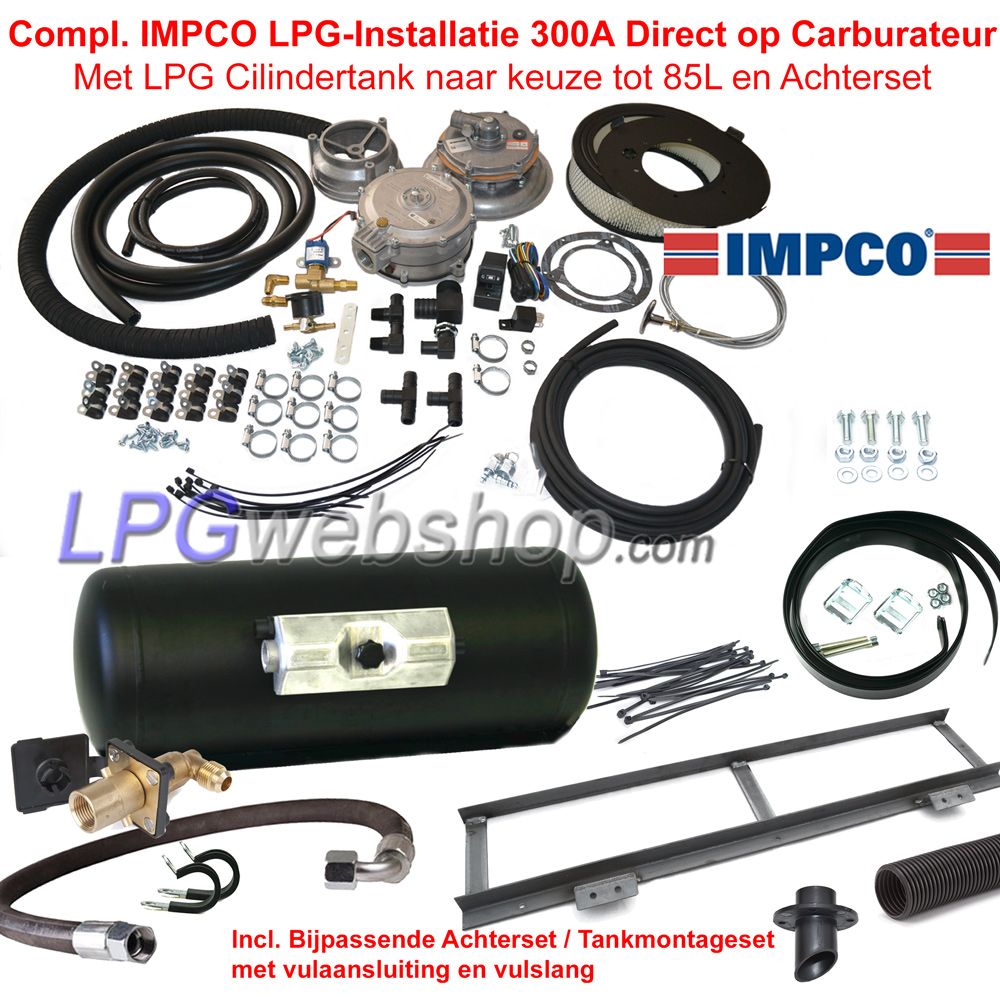 Sistema compl. IMPCO GLP com misturador 300A diret. no carb. com tanque GLP cilindro até 85L, Sistema compl. IMPCO GLP com misturador 300A diret. no carb. com tanque GLP cilindro até 85L,