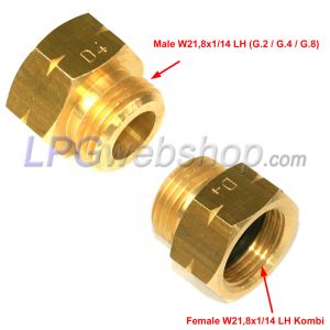 Adapter D4 - Buchse SHELL Kombi W21.8x1/14LH x Stecker (G.2/G.4/G.8) W21.8x1/14LH (BE,FR,CH,GB,IE,ES...)