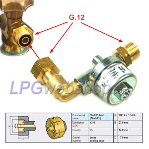 Hochdruck-LPG-Filter F-701-W1 mit SHELL Innengewinde G.12 abgewinkelt x Außengewinde G.12 gerade