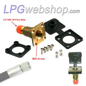 Kit de remplissage GPL avec tuyau de remplissage 1/2" UNF + point de remplissage plat + kit d'adaptateurs de remplissage