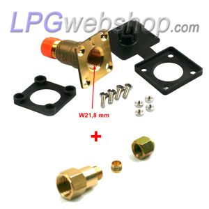 Kit doble de llenado de GLP para 2 bombonas de gas, conexión SHELL con punto de llenado W21,8 y tubo FARO de 4 m