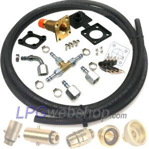Kit de llenado doble de GLP 1/2" UNF - W21,8 Punto de llenado con tubería de GLP de 4 m y conectores