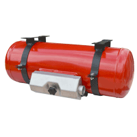 Red Cilindrical LPG Vapor Gas Tanks for gas use in Campers, Caravans, Motorhome or Food Trucks.