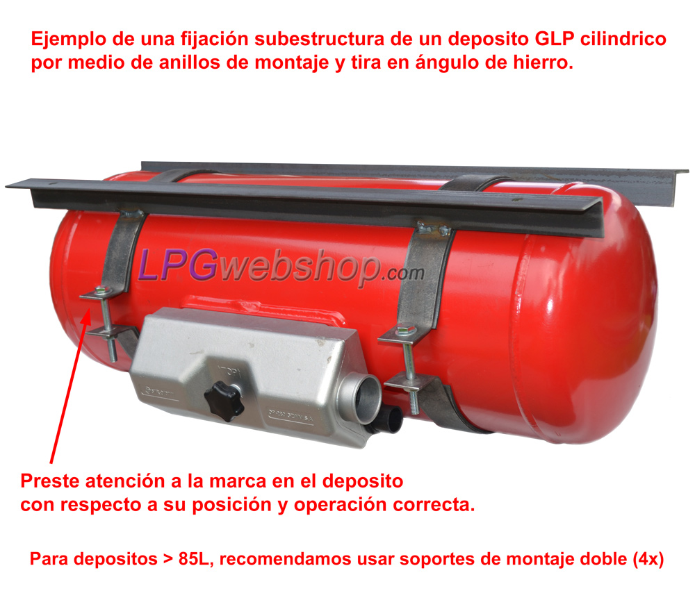 depósito de GLP gaseoso con anillos de montaje