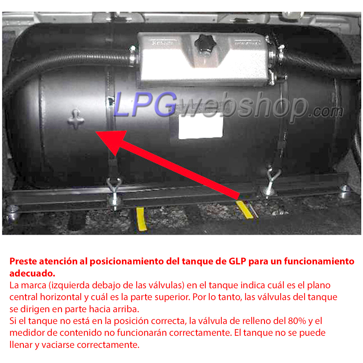 posición del depósito cilíndrico GLP