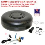 LPG Toroidal Tank 43,5L (Ø580x220) GZWM 1-Hole 30° Int. Multivalve included
