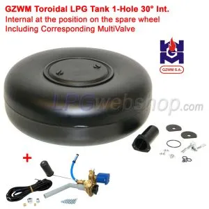 LPG Toroidal Tank 54L (Ø600x250) GZWM 1-Hole 30° Int. Multivalve included