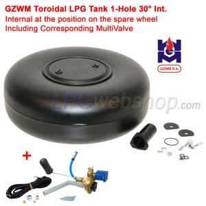 LPG Toroidal Tank 59L (Ø630x250) GZWM 1-Hole 30° Int. Multivalve included