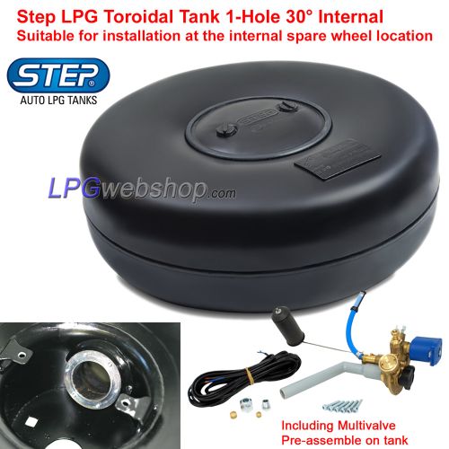 Depósito toroidal de GLP 68L (Ø720x225) STEP 1 Furo 30° Interno Multiválvula incluída