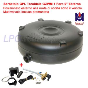 Serbatoio Bombola GPL Toroidale 64L (Ø630x250) GZWM 1 Foro 0° Esterno Auto - Multivalvola inclusa