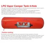 Cyl. Camper LPG Vapor Tank 30L (Ø200x1070) GZWM 4 Hole - Incl. Valves - Camper Cooking