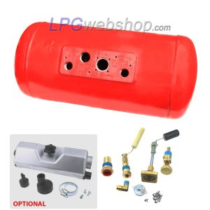 Tanque cilíndrico GPL gasoso para autocaravana 38L (Ø230x1014) 4 furos GZWM Válvulas incluídas