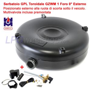 Serbatoio Bombola GPL Toroidale 92L (Ø720x270) GZWM 1 Foro 0° Esterno Auto - Multivalvola inclusa
