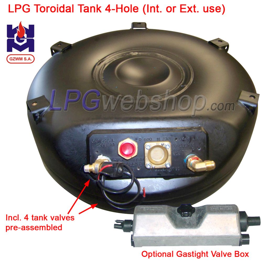 Depósito toroidal GLP de 63L (Ø650x230) 4 Furos GZWM válvulas incluídas Depósito toroidal GLP de 63L (Ø650x230) 4 Furos GZWM válvulas incluídas