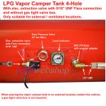 Cyl. Camper LPG Vapor Tank 55L (Ø270x1060) GZWM 4 Hole - Incl. Valves - Camper Cooking