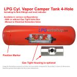 Tanque cilíndrico GLP gasoso para autocaravana 60L (Ø300x935) 4 furos GZWM Válvulas incluídas