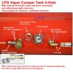 Cyl. Camper LPG Vapor Tank 120L (Ø360x1298) GZWM 4 Hole - Incl. Valves - Camper Cooking