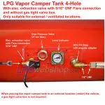 Cyl. Camper LPG Vapor Tank 120L (Ø360x1298) GZWM 4 Hole - Incl. Valves - Camper Cooking