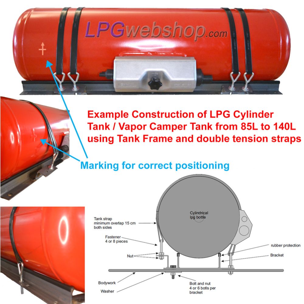Depósito cilíndrico GLP gasoso para autocaravana 120L (Ø360x1298) 4 furos GZWM Válvulas incluídas Depósito cilíndrico GLP gasoso para autocaravana 120L (Ø360x1298) 4 furos GZWM Válvulas incluídas