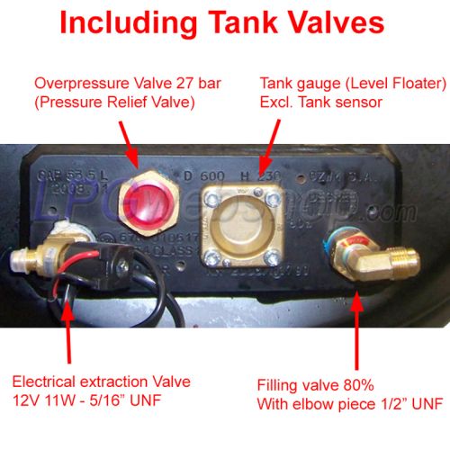 Tanques Cilindrico GLP de 50L (Ø300x800) 4 Furos GZWM válvulas incluídas