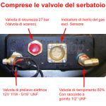 Serbatoio Bombola GPL Cilindrico di 70L (Ø300x1088) 4-Fori GZWM con Valvole incluse