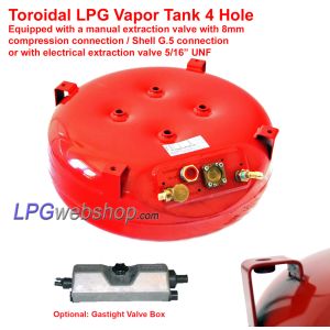 LPG Vapor Toroidal Camper Tank 53,5L (Ø600x230) GZWM 4 Hole Incl. Valves - Cooking Heating