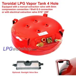 LPG Vapor Toroidal Camper Tank 53,5L (Ø600x230) GZWM 4 Hole Incl. Valves - Cooking Heating