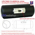 LPG-Tank Cylindrical 45L (Ø315x667) GZWM 4-Hole incl. Tank Fittings