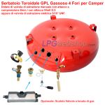Serbatoio Bombola Toroidale GPL gassoso per Camper 63L (Ø650x230) 4 fori GZWM comprese Valvole