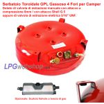 Serbatoio Bombola Toroidale GPL gassoso per Camper 63L (Ø650x230) 4 fori GZWM comprese Valvole