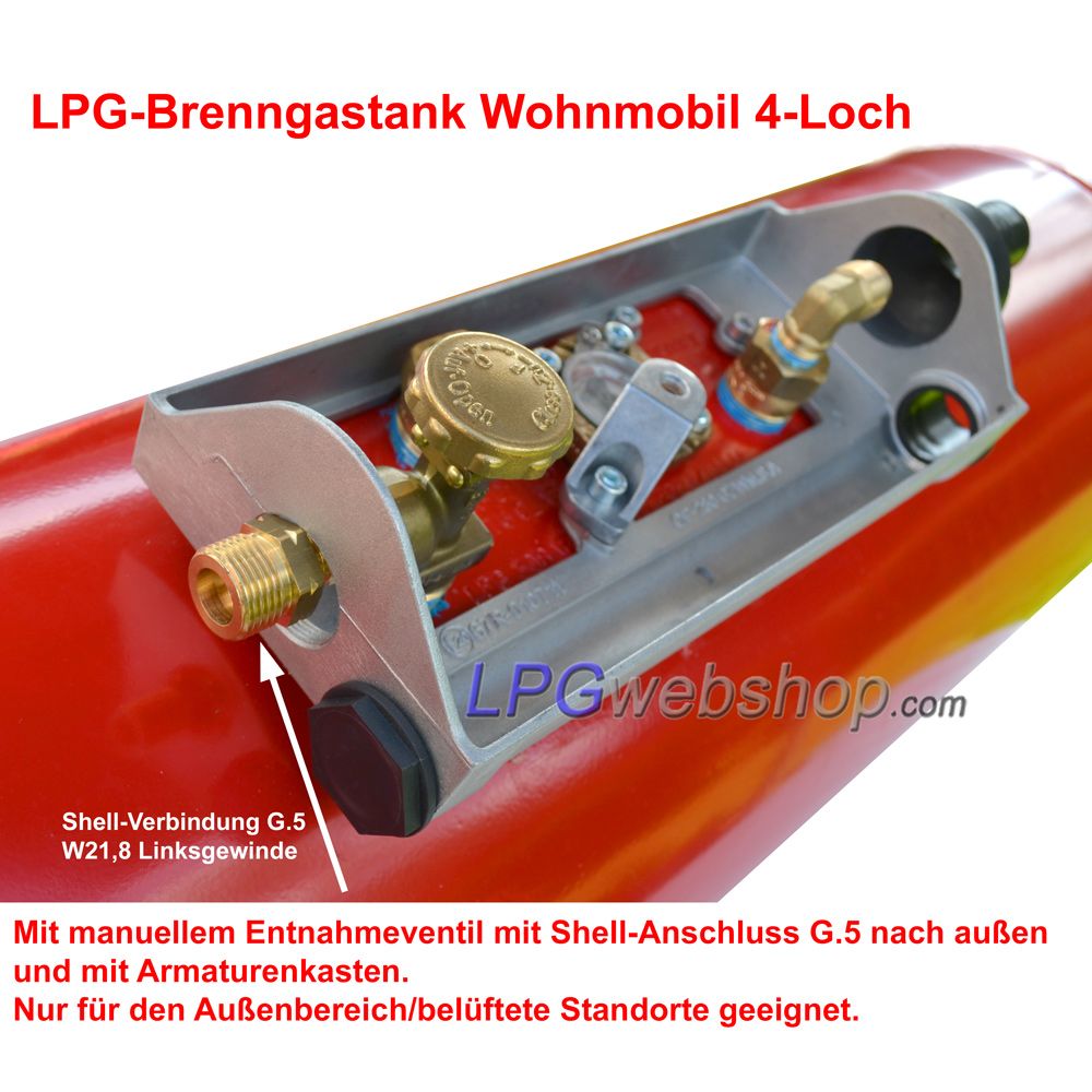 Zylindrischer LPG Brenngastank Wohnmobil 16L (Ø200x585) GZWM 4-Loch - Inklusive Ventile Zylindrischer LPG Brenngastank Wohnmobil 16L (Ø200x585) GZWM 4-Loch - Inklusive Ventile