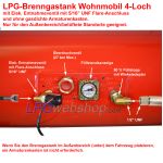 Zylindrischer LPG Brenngastank Wohnmobil 30L (Ø270x605) GZWM 4-Loch - Inklusive Ventile