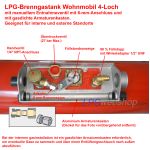 Zylindrischer LPG Brenngastank Wohnmobil 85L (Ø360x944) GZWM 4-Loch - Inklusive Ventile