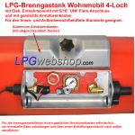 Zylindrischer LPG Brenngastank Wohnmobil 100L (Ø360x1099) GZWM 4-Loch - Inklusive Ventile