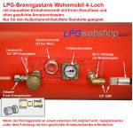 Zylindrischer LPG Brenngastank Wohnmobil 20L (Ø200x720) GZWM 4-Loch - Inklusive Ventile