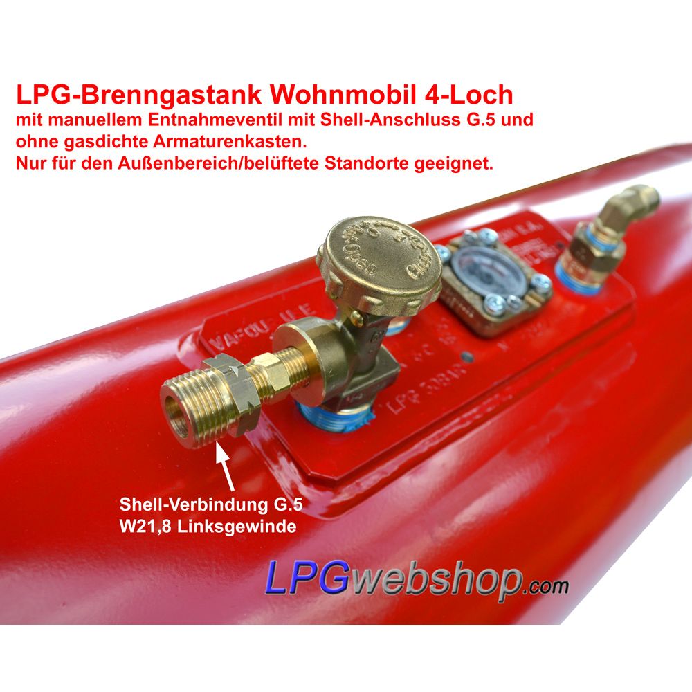 Zylindrischer LPG Brenngastank Wohnmobil 20L (Ø200x720) GZWM 4-Loch - Inklusive Ventile Zylindrischer LPG Brenngastank Wohnmobil 20L (Ø200x720) GZWM 4-Loch - Inklusive Ventile