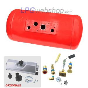 Serbatoio cilindrico Bombola GPL gassoso per Camper 38L (Ø230x1014) 4 fori GZWM con Valvole incluse
