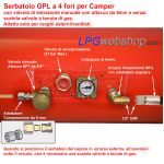 Serbatoio cilindrico Bombola GPL gassoso per Camper 23L (Ø230x630) 4 fori GZWM con Valvole incluse