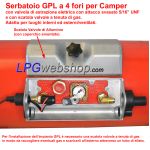 Serbatoio cilindrico Bombola GPL gassoso per Camper 55L (Ø360x630) 4 fori GZWM con Valvole incluse