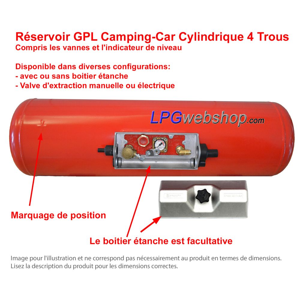Réservoir GPL Camping-car 20L (Ø200x720) Cylindrique 4 Trous GZWM - Usage domestique Réservoir GPL Camping-car 20L (Ø200x720) Cylindrique 4 Trous GZWM - Usage domestique