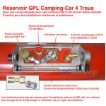 Réservoir GPL Camping-car 38L (Ø230x1014) Cylindrique 4 Trous GZWM - Usage domestique