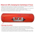 Réservoir GPL Camping-car 55L (Ø270x1060) Cylindrique 4 Trous GZWM - Usage domestique