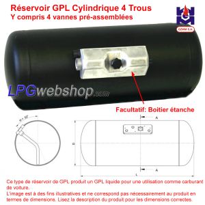 Réservoir GPL Cylindrique 85L (360x936) GZWM 4 trous 52° compris les raccords