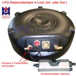 LPG-Radmuldentank 65,5L (Ø680x220) 4-Loch GZWM inkl. Ventile